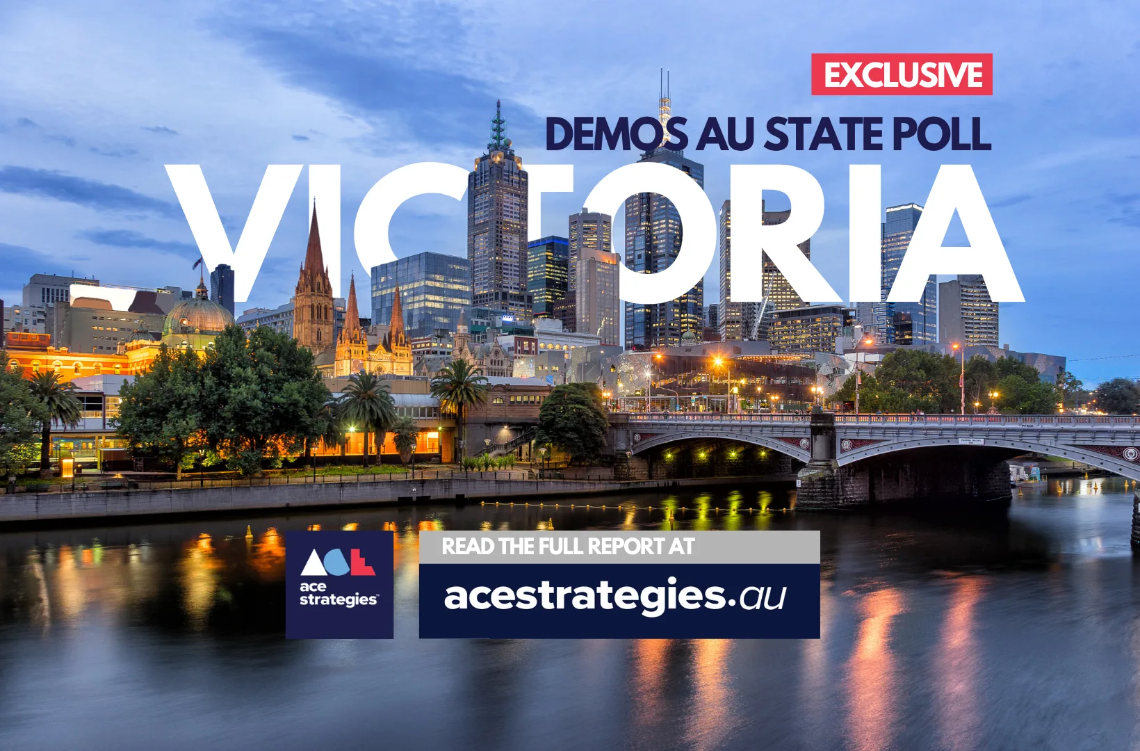 Ace Strategies exclusive DemosAU State Poll — Victoria, Melbourne city skyline